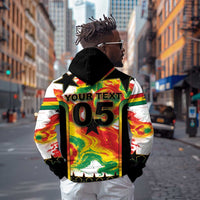 Custom Ghana Football Zip Hoodie African Pride Flag Colors Flame