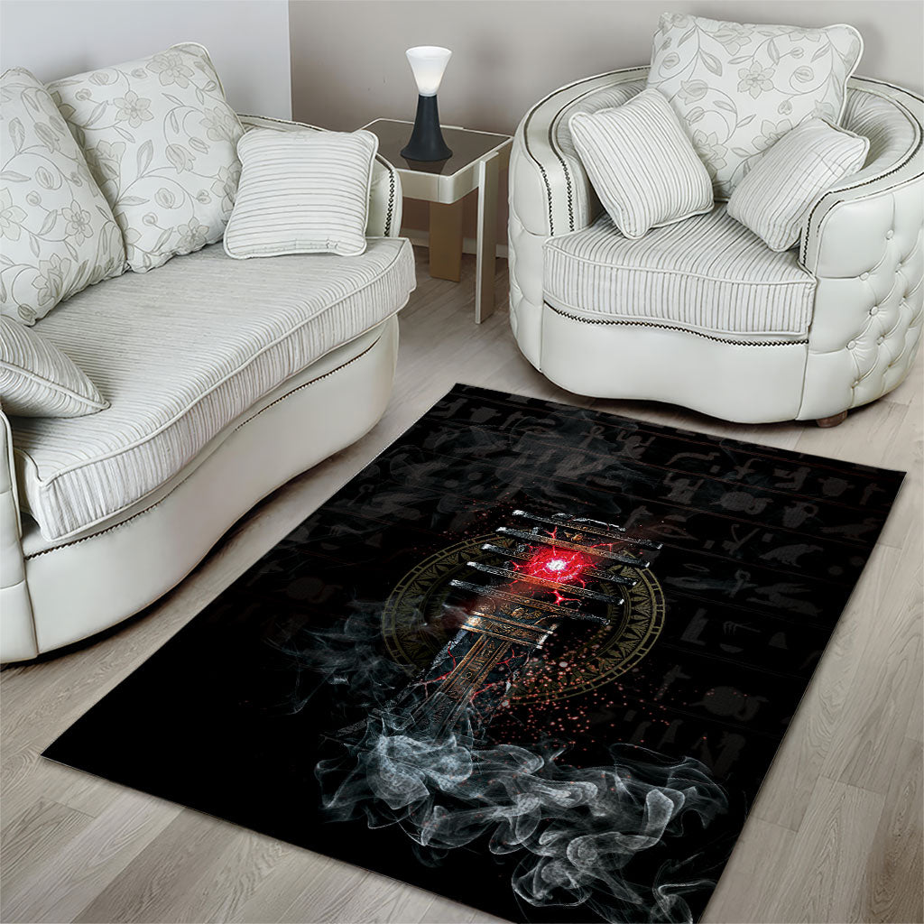 Egypt Djed Area Rug Glow Smoky Dark Style