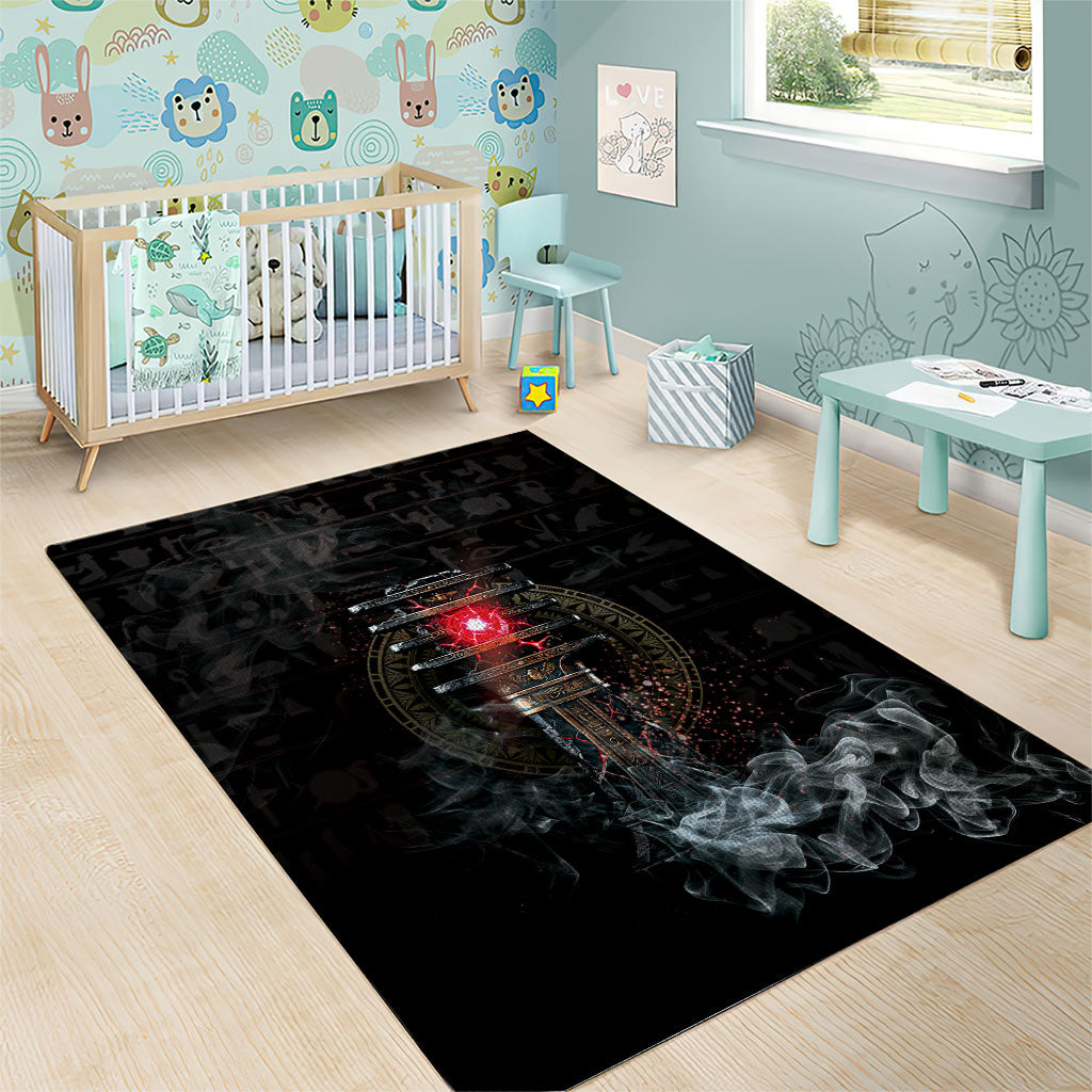 Egypt Djed Area Rug Glow Smoky Dark Style