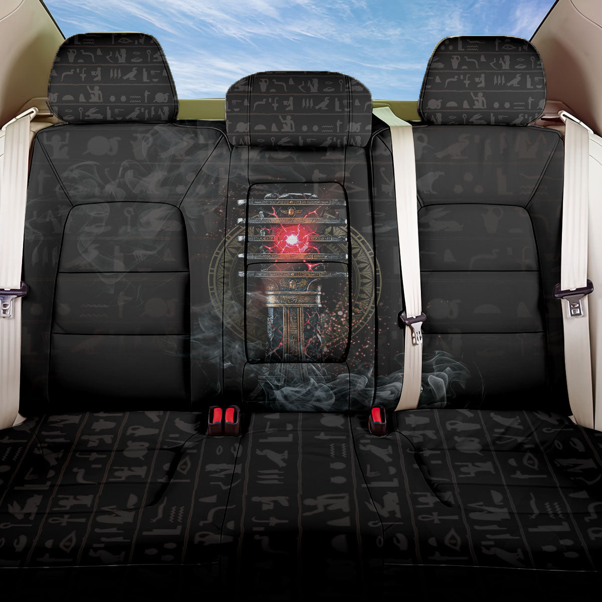 Egypt Djed Back Car Seat Cover Glow Smoky Dark Style