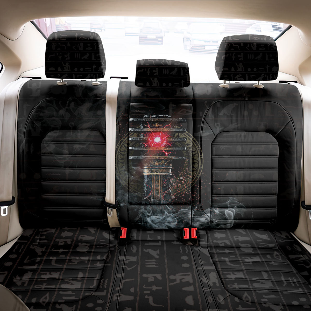 Egypt Djed Back Car Seat Cover Glow Smoky Dark Style