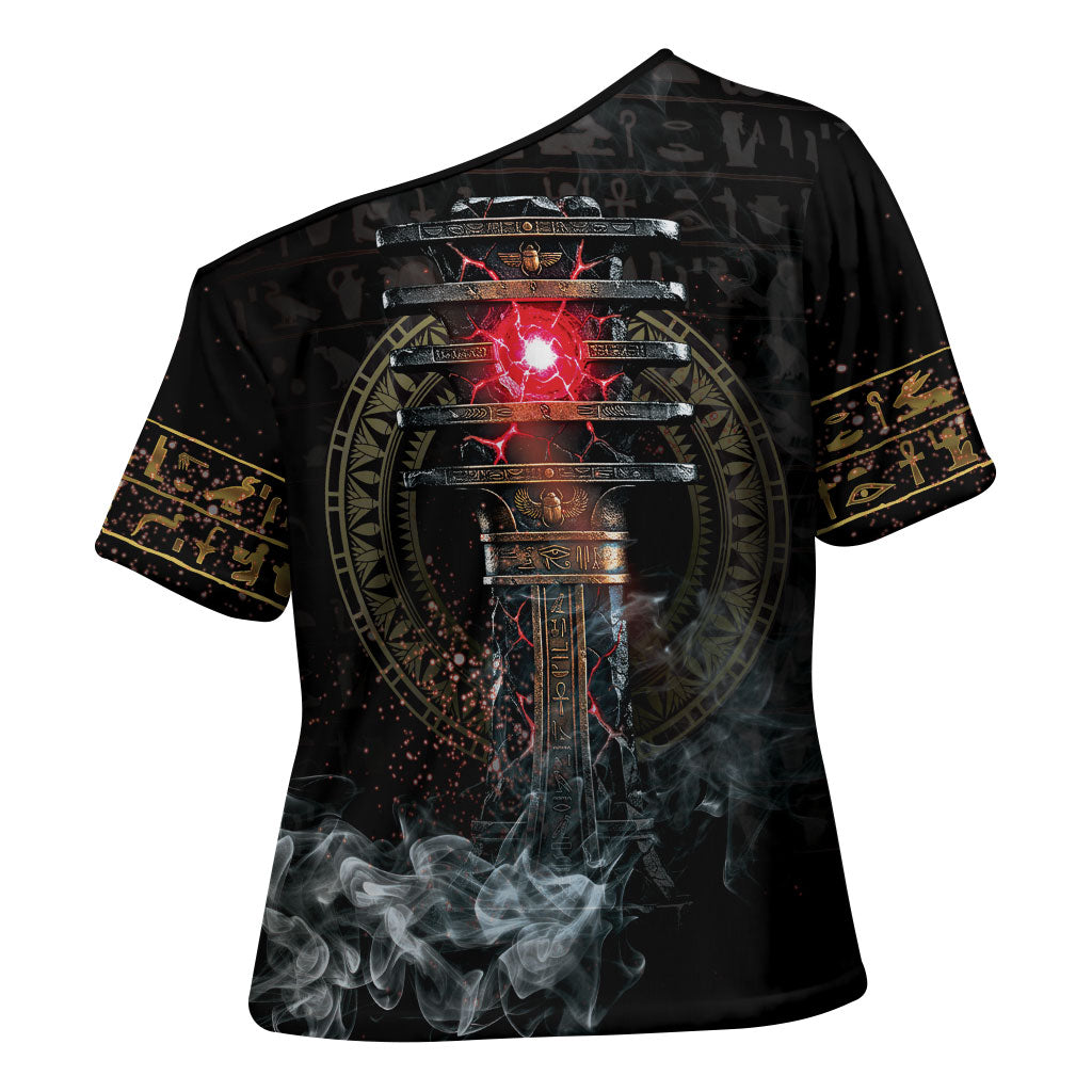 Egypt Djed Cross Shoulder Shirt Glow Smoky Dark Style