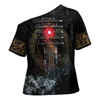 Egypt Djed Cross Shoulder Shirt Glow Smoky Dark Style