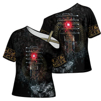 Egypt Djed Cross Shoulder Shirt Glow Smoky Dark Style