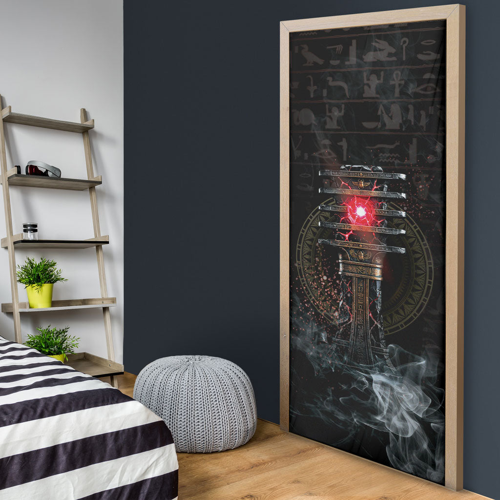 Egypt Djed Door Cover Glow Smoky Dark Style
