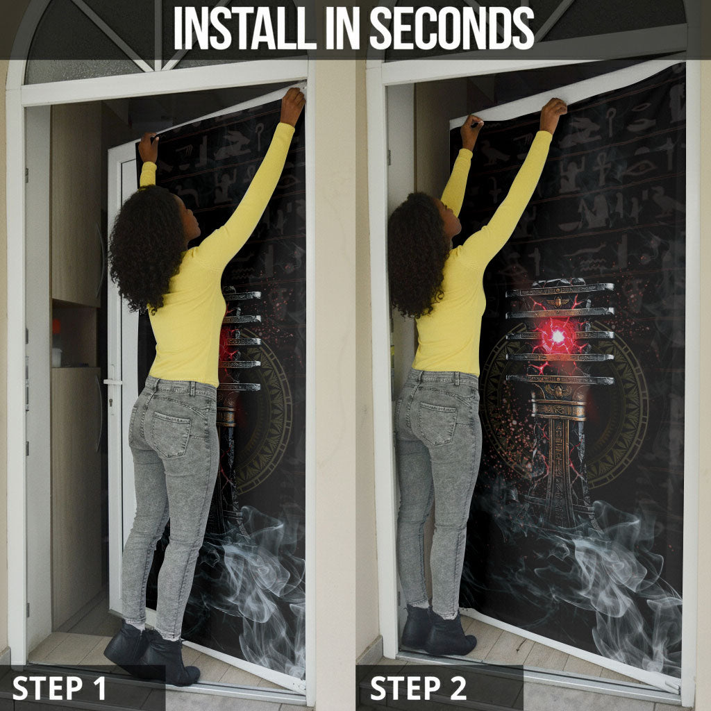 Egypt Djed Door Cover Glow Smoky Dark Style