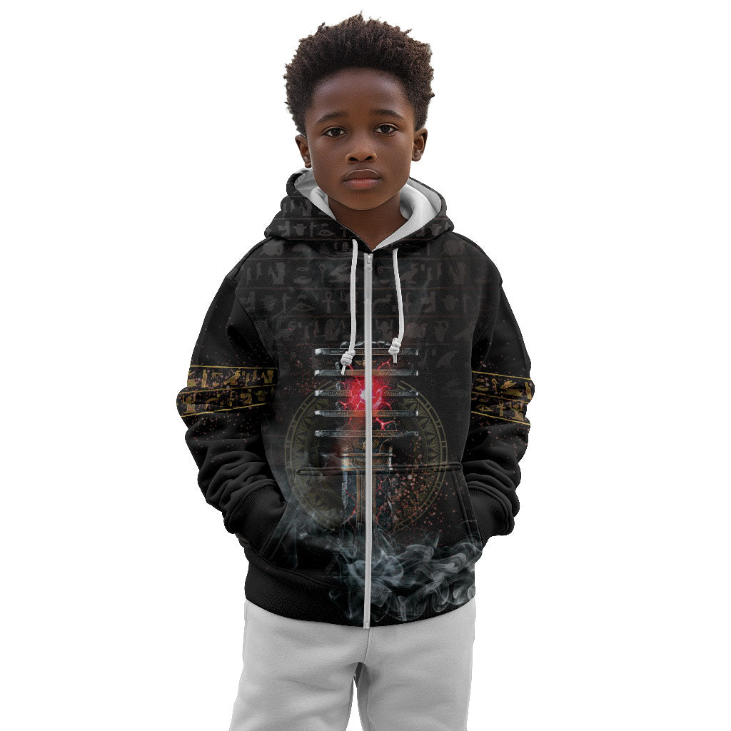 Egypt Djed Kid Hoodie Glow Smoky Dark Style