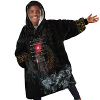 Egypt Djed Kid Wearable Blanket Hoodie Glow Smoky Dark Style