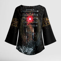 Egypt Djed Kimono Sleeve Blouse Glow Smoky Dark Style