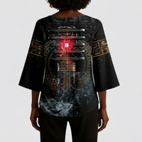 Egypt Djed Kimono Sleeve Blouse Glow Smoky Dark Style