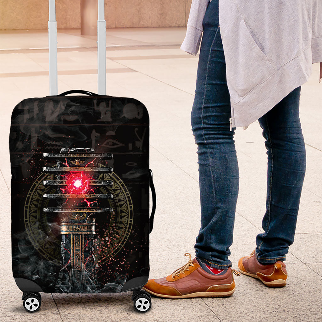 Egypt Djed Luggage Cover Glow Smoky Dark Style