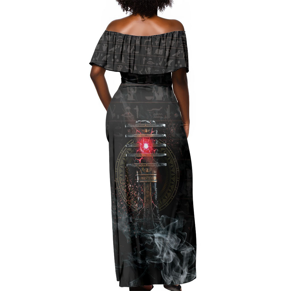 Egypt Djed Off Shoulder Maxi Dress Glow Smoky Dark Style