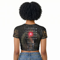Egypt Djed Raglan Cropped T shirt Glow Smoky Dark Style