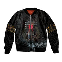 Egypt Djed Sleeve Zip Bomber Jacket Glow Smoky Dark Style