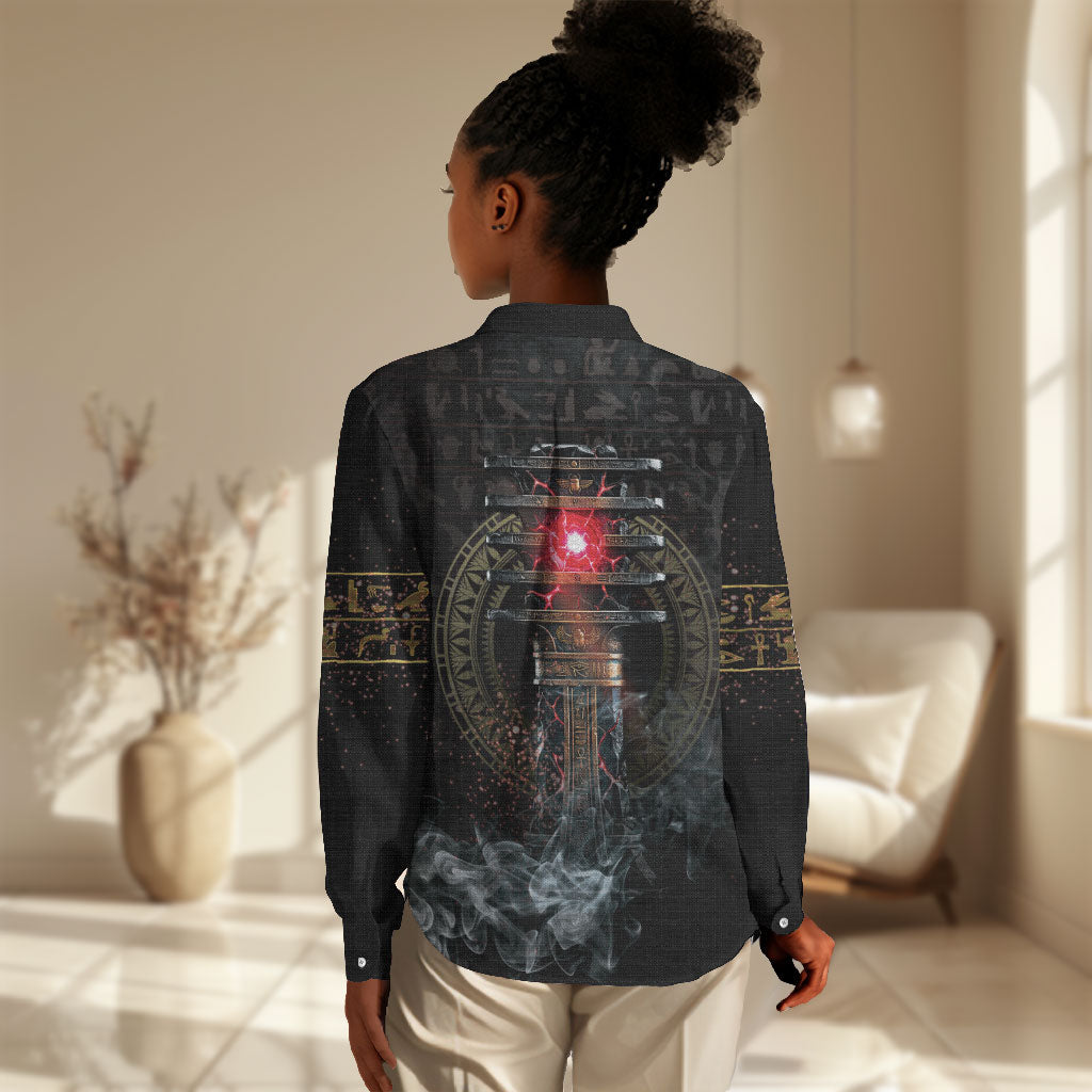 Egypt Djed Women Casual Shirt Glow Smoky Dark Style