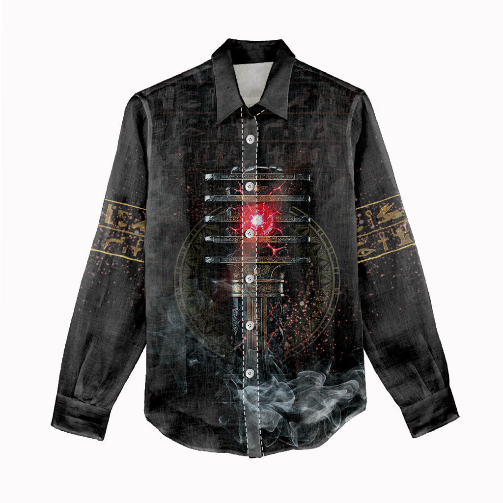Egypt Djed Women Casual Shirt Glow Smoky Dark Style