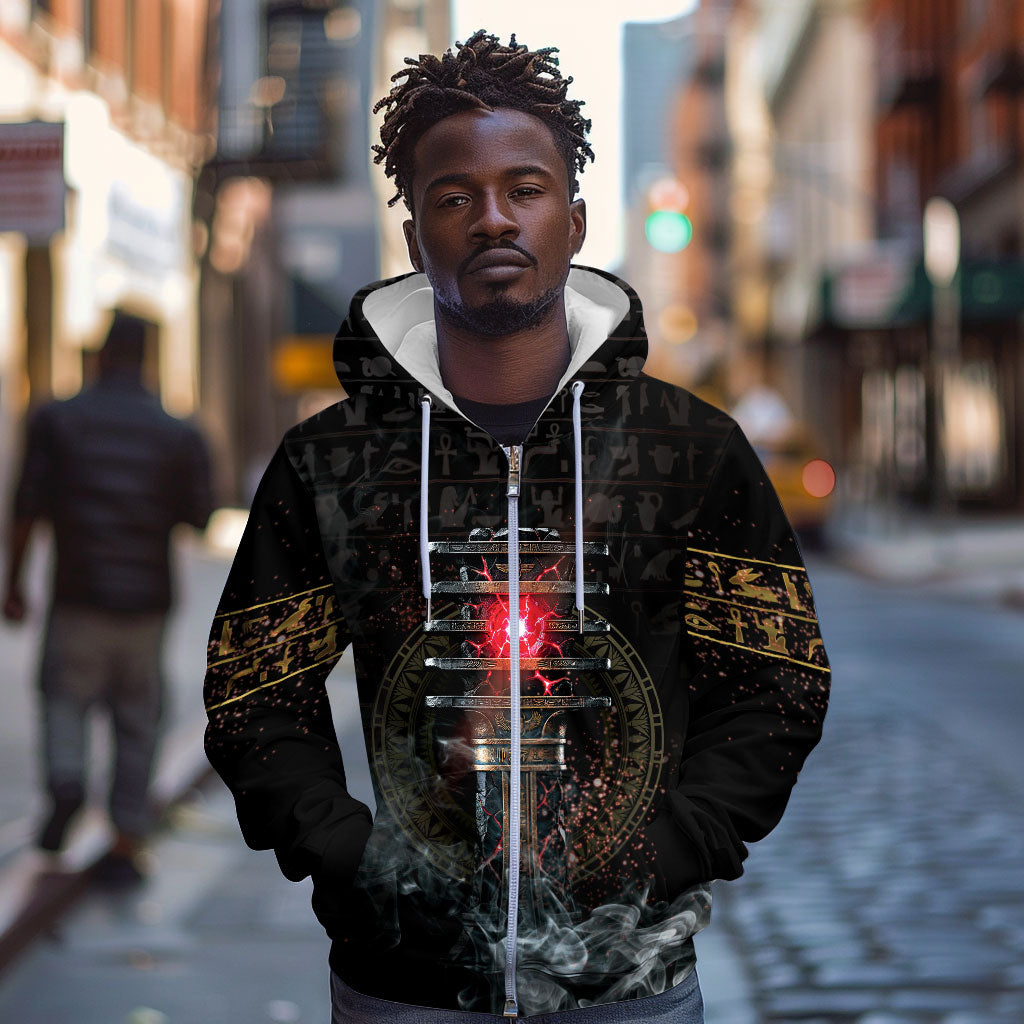Egypt Djed Zip Hoodie Glow Smoky Dark Style