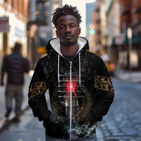 Egypt Djed Zip Hoodie Glow Smoky Dark Style