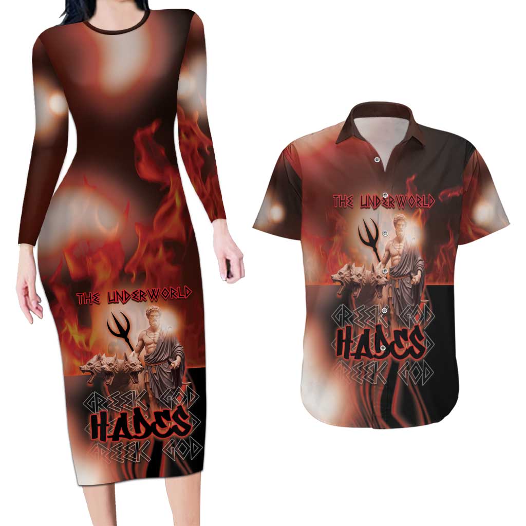 Ancient Greek Hades Couples Matching Long Sleeve Bodycon Dress and Hawaiian Shirt King Of The Underworld - Wonder Print Shop