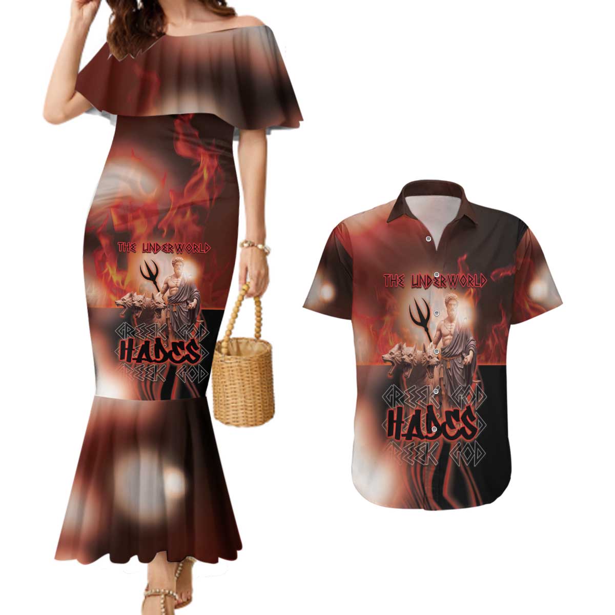 Ancient Greek Hades Couples Matching Mermaid Dress and Hawaiian Shirt King Of The Underworld - Wonder Print Shop
