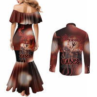 Ancient Greek Hades Couples Matching Mermaid Dress and Long Sleeve Button Shirt King Of The Underworld - Wonder Print Shop
