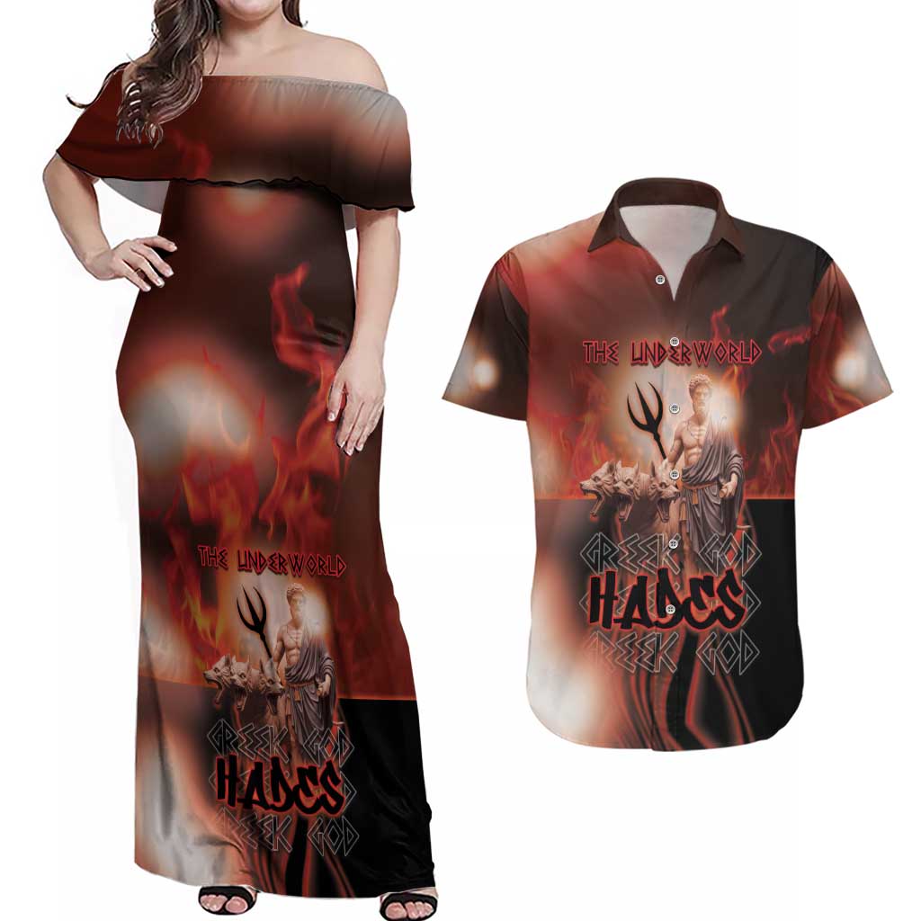 Ancient Greek Hades Couples Matching Off Shoulder Maxi Dress and Hawaiian Shirt King Of The Underworld - Wonder Print Shop
