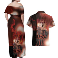Ancient Greek Hades Couples Matching Off Shoulder Maxi Dress and Hawaiian Shirt King Of The Underworld - Wonder Print Shop
