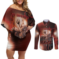 Ancient Greek Hades Couples Matching Off Shoulder Short Dress and Long Sleeve Button Shirt King Of The Underworld - Wonder Print Shop