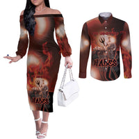 Ancient Greek Hades Couples Matching Off The Shoulder Long Sleeve Dress and Long Sleeve Button Shirt King Of The Underworld - Wonder Print Shop