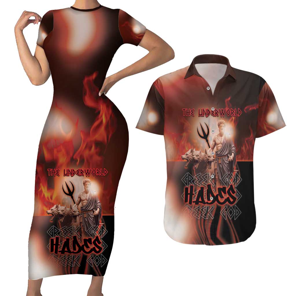 Ancient Greek Hades Couples Matching Short Sleeve Bodycon Dress and Hawaiian Shirt King Of The Underworld - Wonder Print Shop