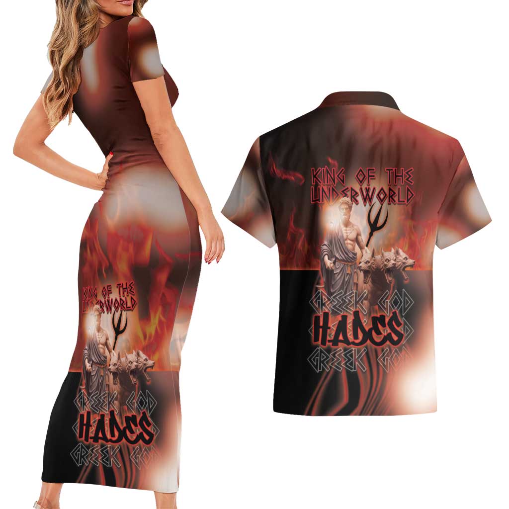 Ancient Greek Hades Couples Matching Short Sleeve Bodycon Dress and Hawaiian Shirt King Of The Underworld - Wonder Print Shop