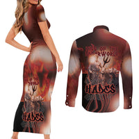 Ancient Greek Hades Couples Matching Short Sleeve Bodycon Dress and Long Sleeve Button Shirt King Of The Underworld - Wonder Print Shop
