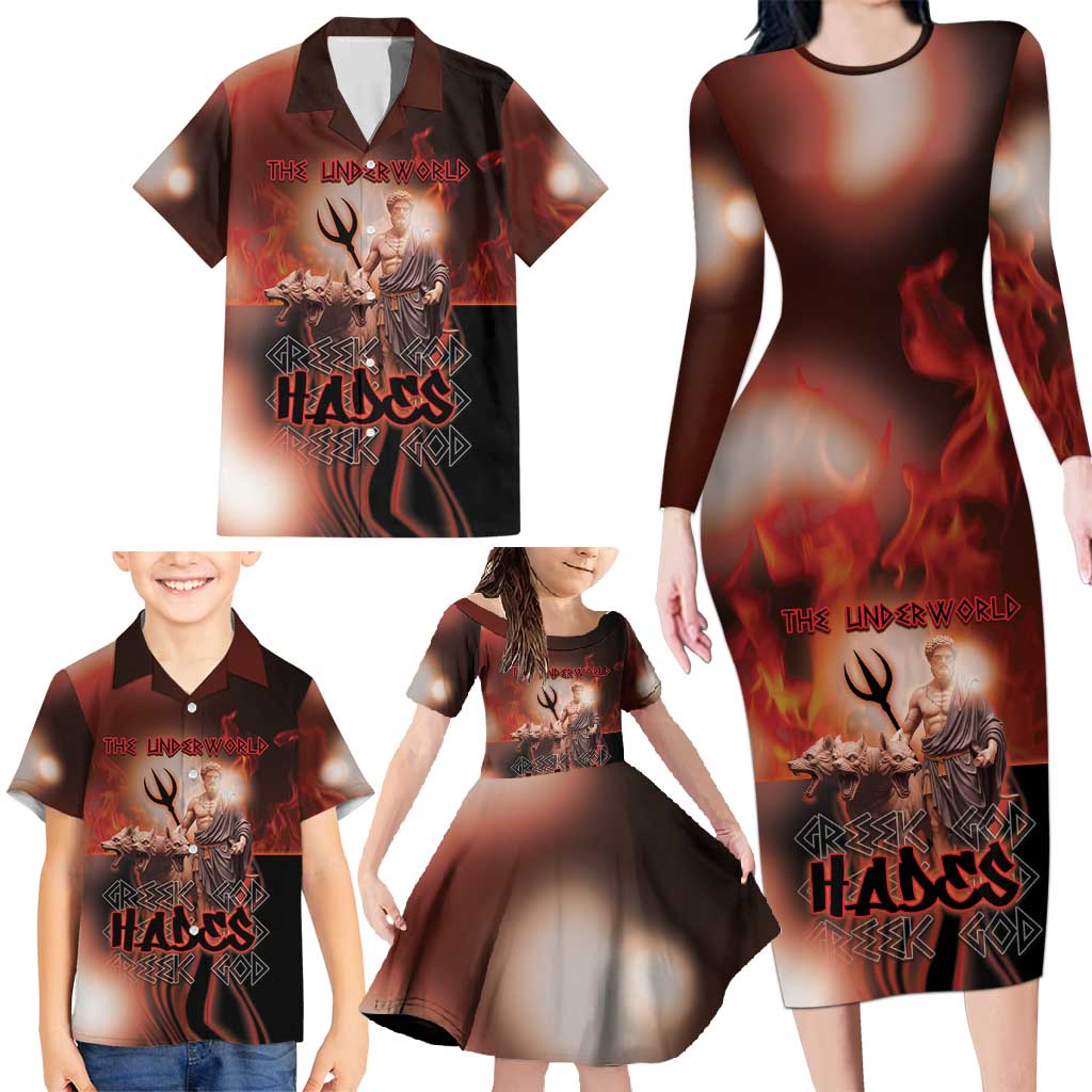 Ancient Greek Hades Family Matching Long Sleeve Bodycon Dress and Hawaiian Shirt King Of The Underworld - Wonder Print Shop