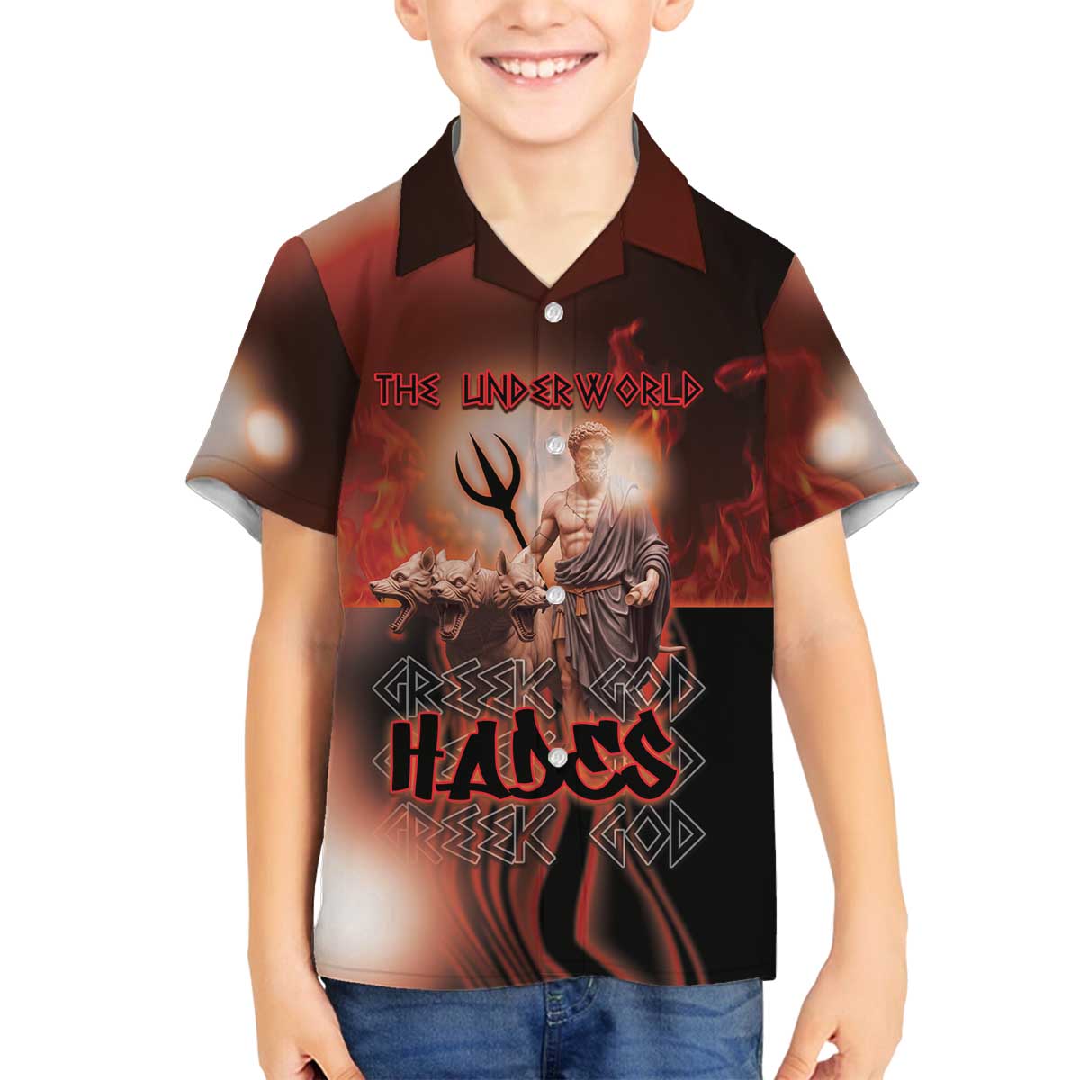 Ancient Greek Hades Family Matching Off The Shoulder Long Sleeve Dress and Hawaiian Shirt King Of The Underworld - Wonder Print Shop