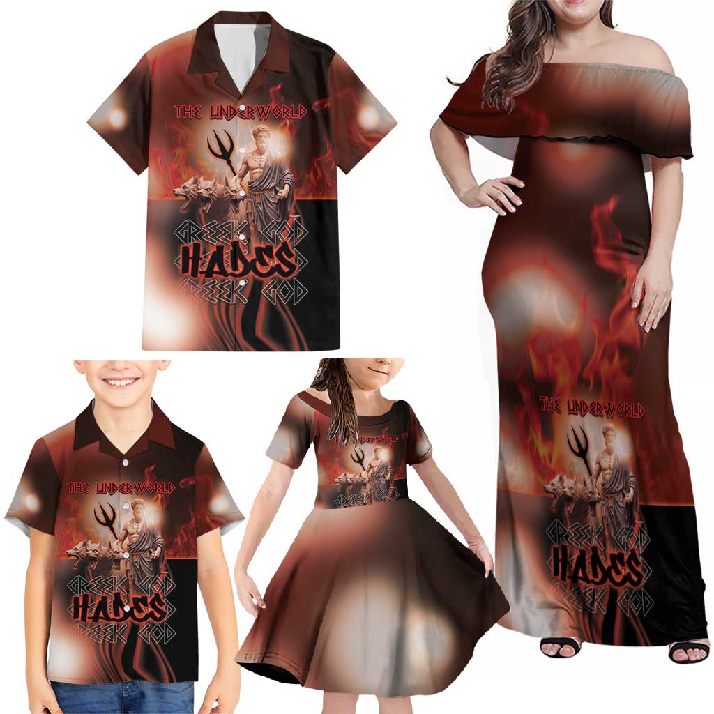Ancient Greek Hades Family Matching Off Shoulder Maxi Dress and Hawaiian Shirt King Of The Underworld - Wonder Print Shop