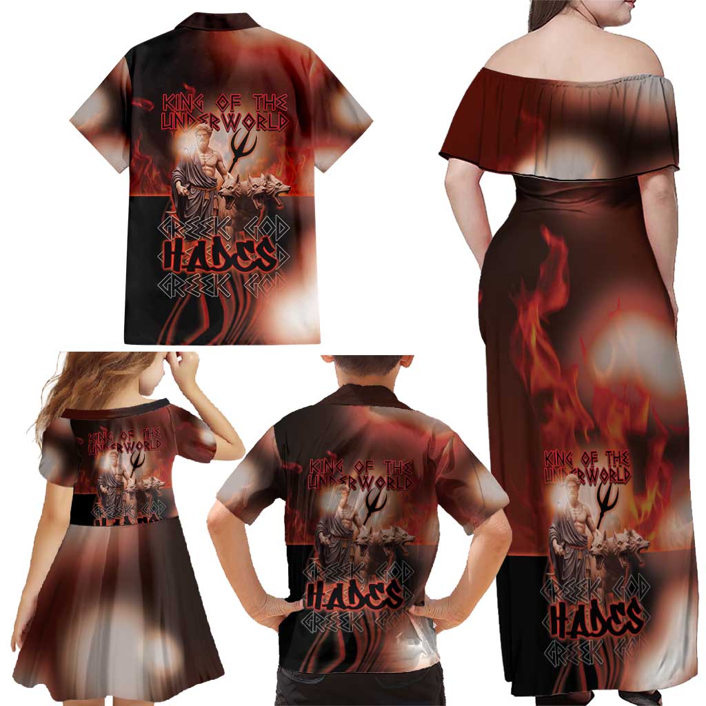 Ancient Greek Hades Family Matching Off Shoulder Maxi Dress and Hawaiian Shirt King Of The Underworld - Wonder Print Shop