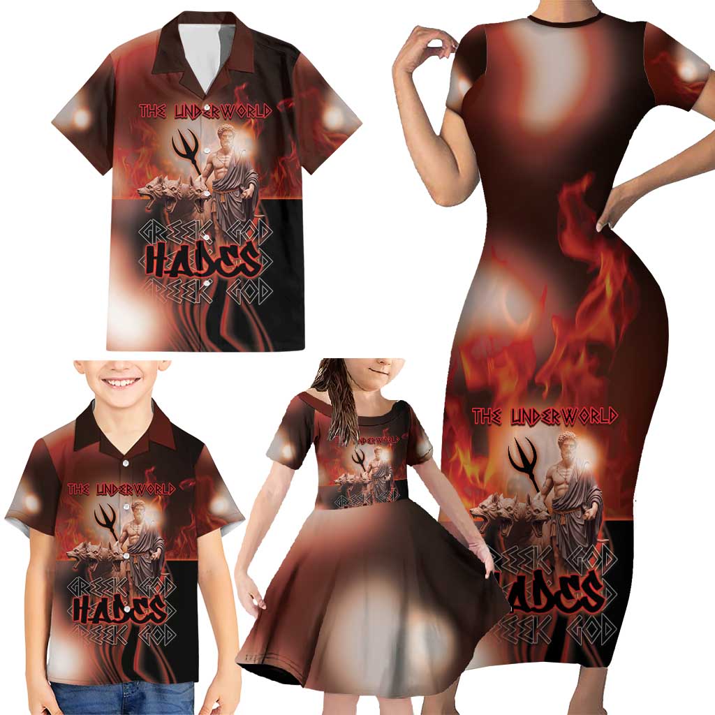 Ancient Greek Hades Family Matching Short Sleeve Bodycon Dress and Hawaiian Shirt King Of The Underworld - Wonder Print Shop