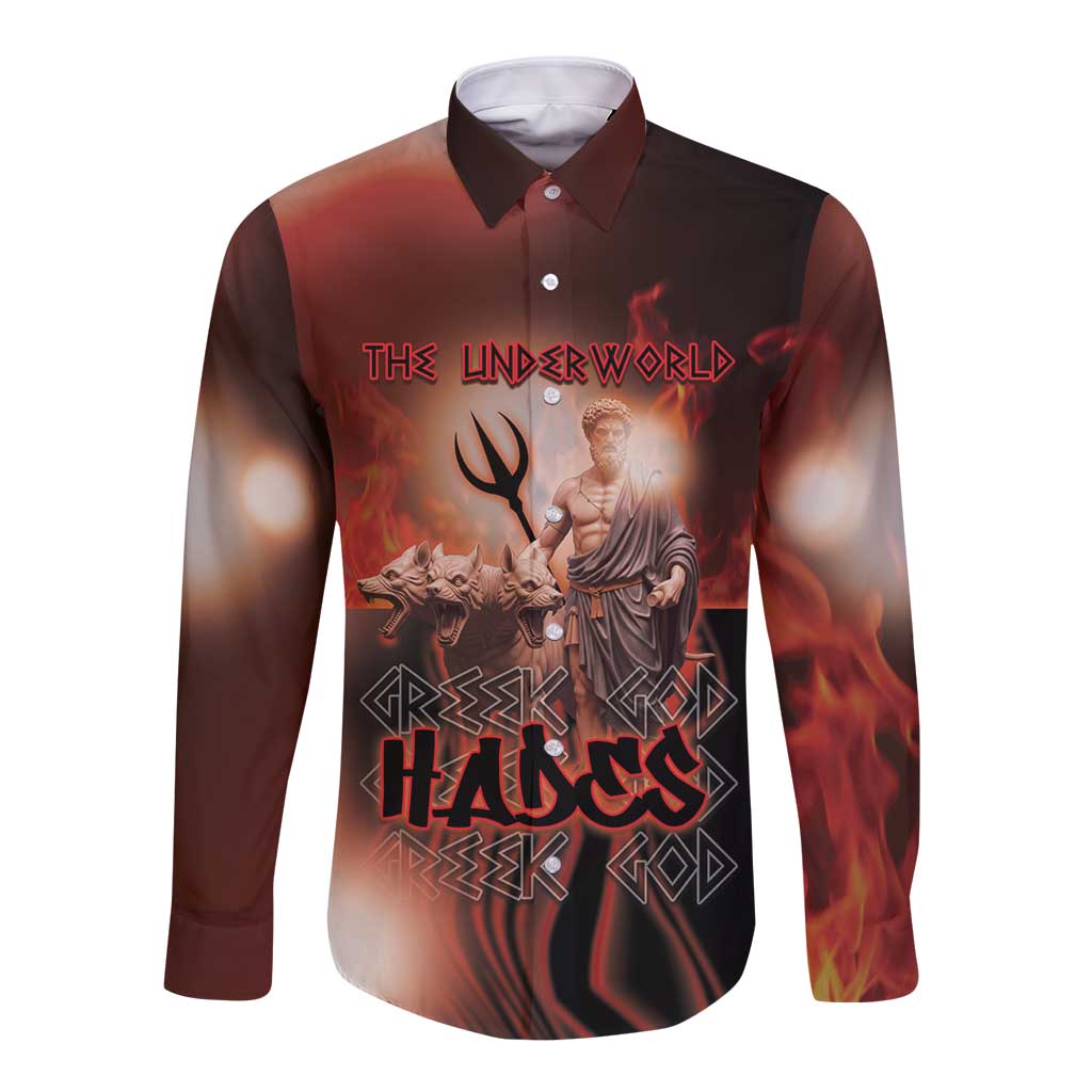 Ancient Greek Hades Long Sleeve Button Shirt King Of The Underworld - Wonder Print Shop