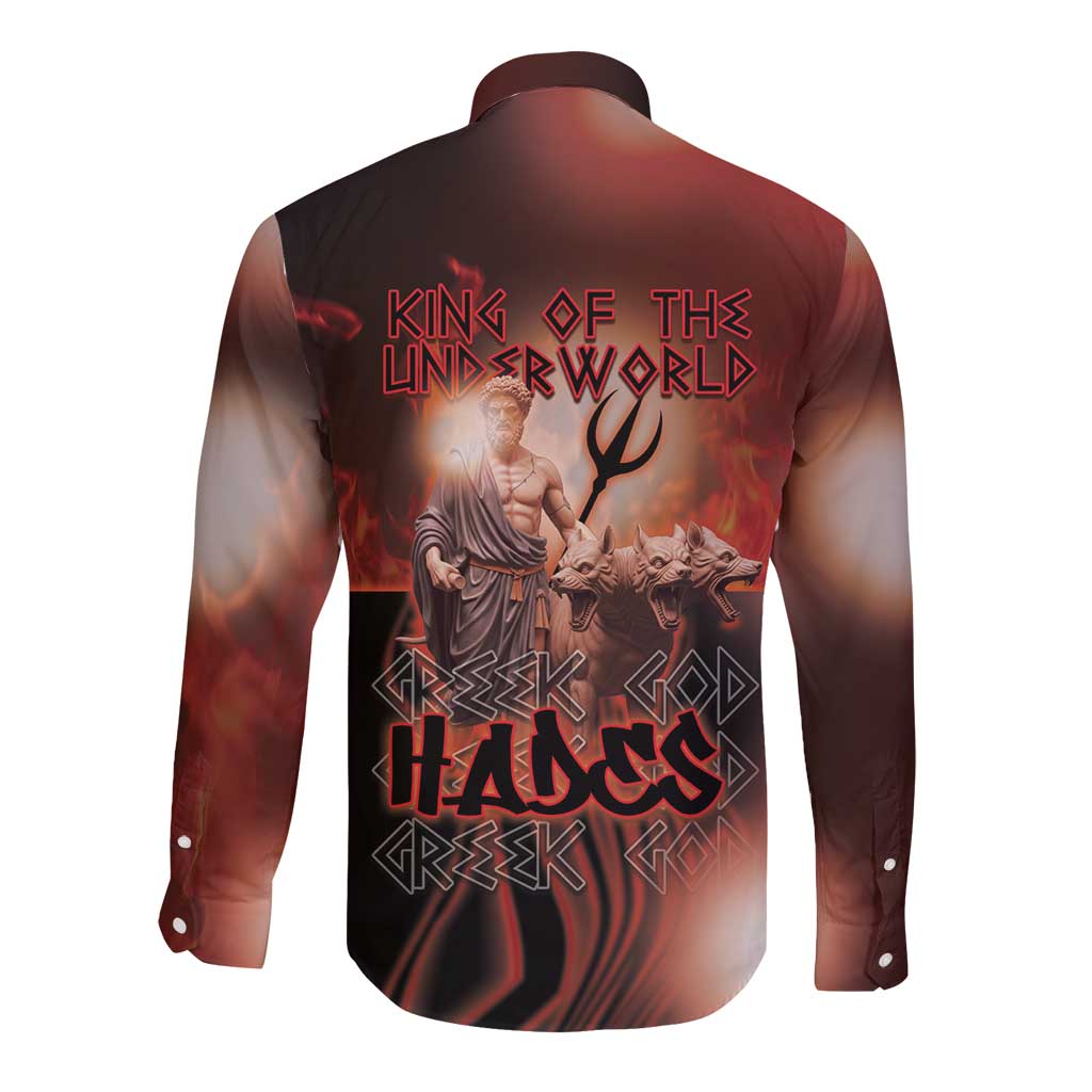 Ancient Greek Hades Long Sleeve Button Shirt King Of The Underworld - Wonder Print Shop