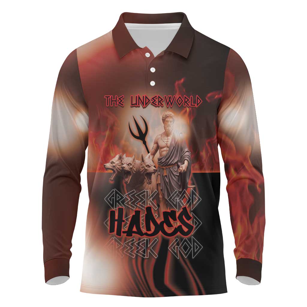Ancient Greek Hades Long Sleeve Polo Shirt King Of The Underworld - Wonder Print Shop