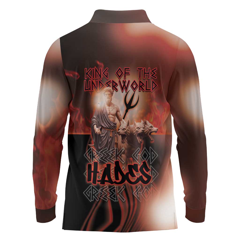 Ancient Greek Hades Long Sleeve Polo Shirt King Of The Underworld - Wonder Print Shop
