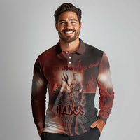 Ancient Greek Hades Long Sleeve Polo Shirt King Of The Underworld - Wonder Print Shop