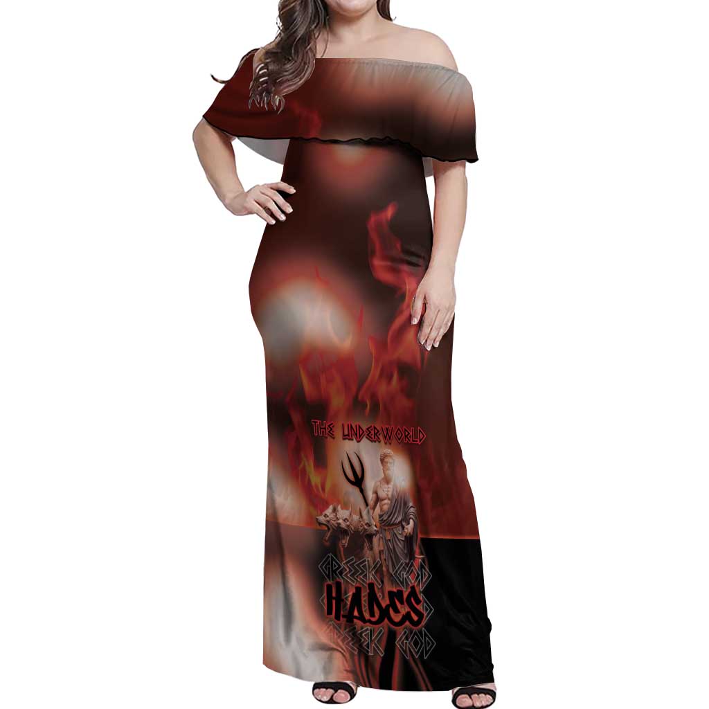 Ancient Greek Hades Off Shoulder Maxi Dress King Of The Underworld - Wonder Print Shop