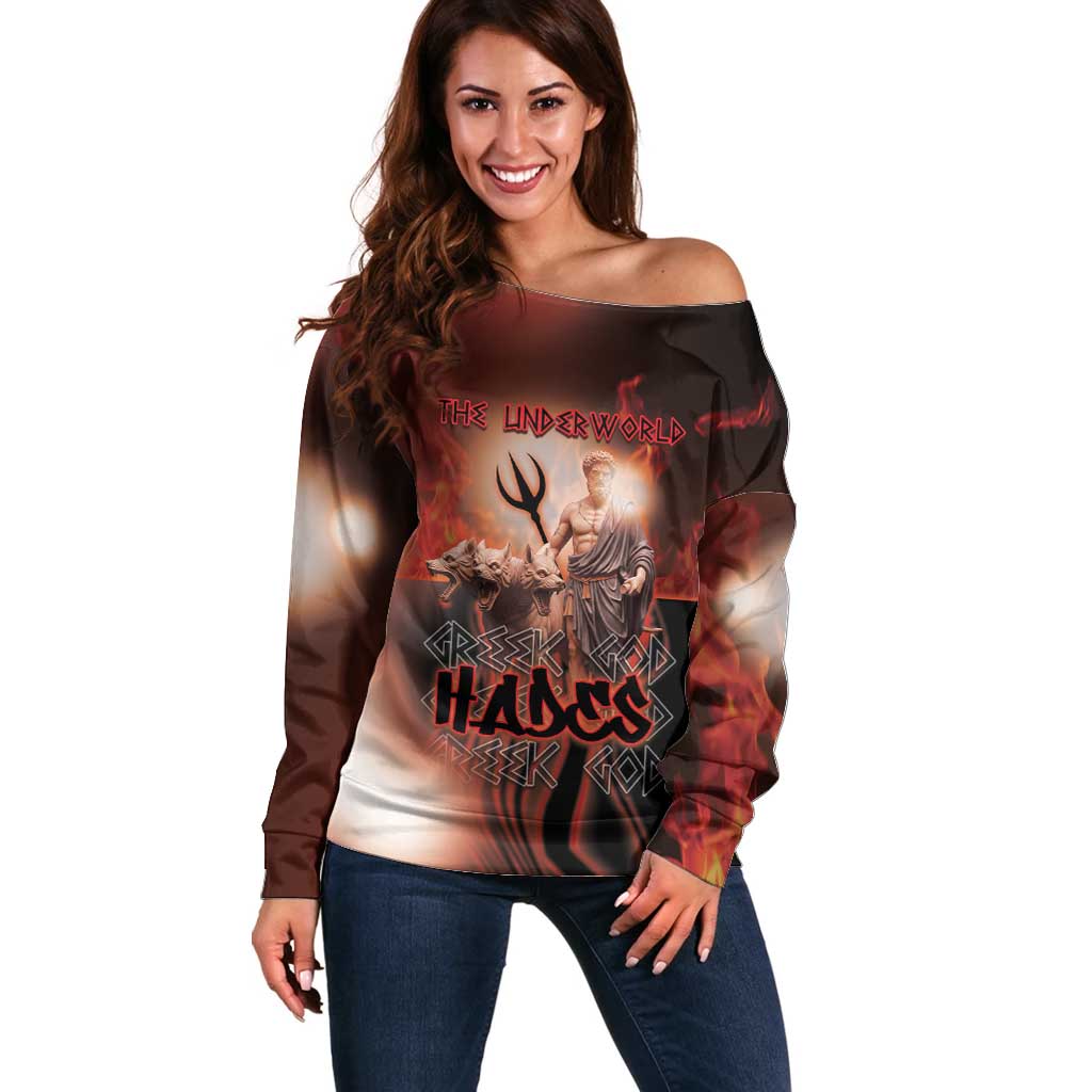 Ancient Greek Hades Off Shoulder Sweater King Of The Underworld - Wonder Print Shop