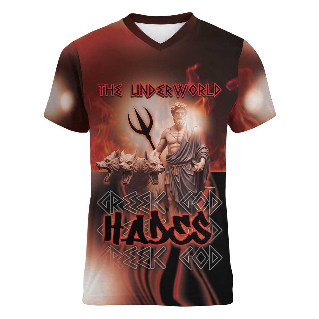 Ancient Greek Hades Women V-Neck T-Shirt King Of The Underworld - Wonder Print Shop