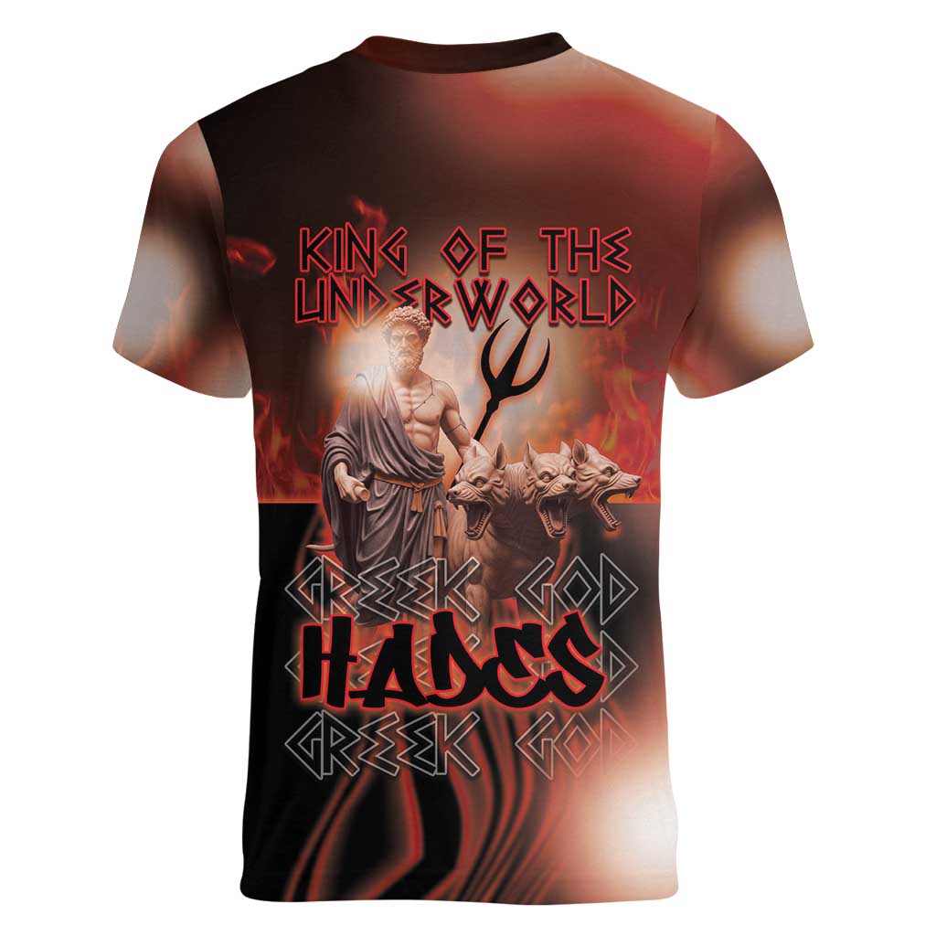 Ancient Greek Hades Women V-Neck T-Shirt King Of The Underworld - Wonder Print Shop