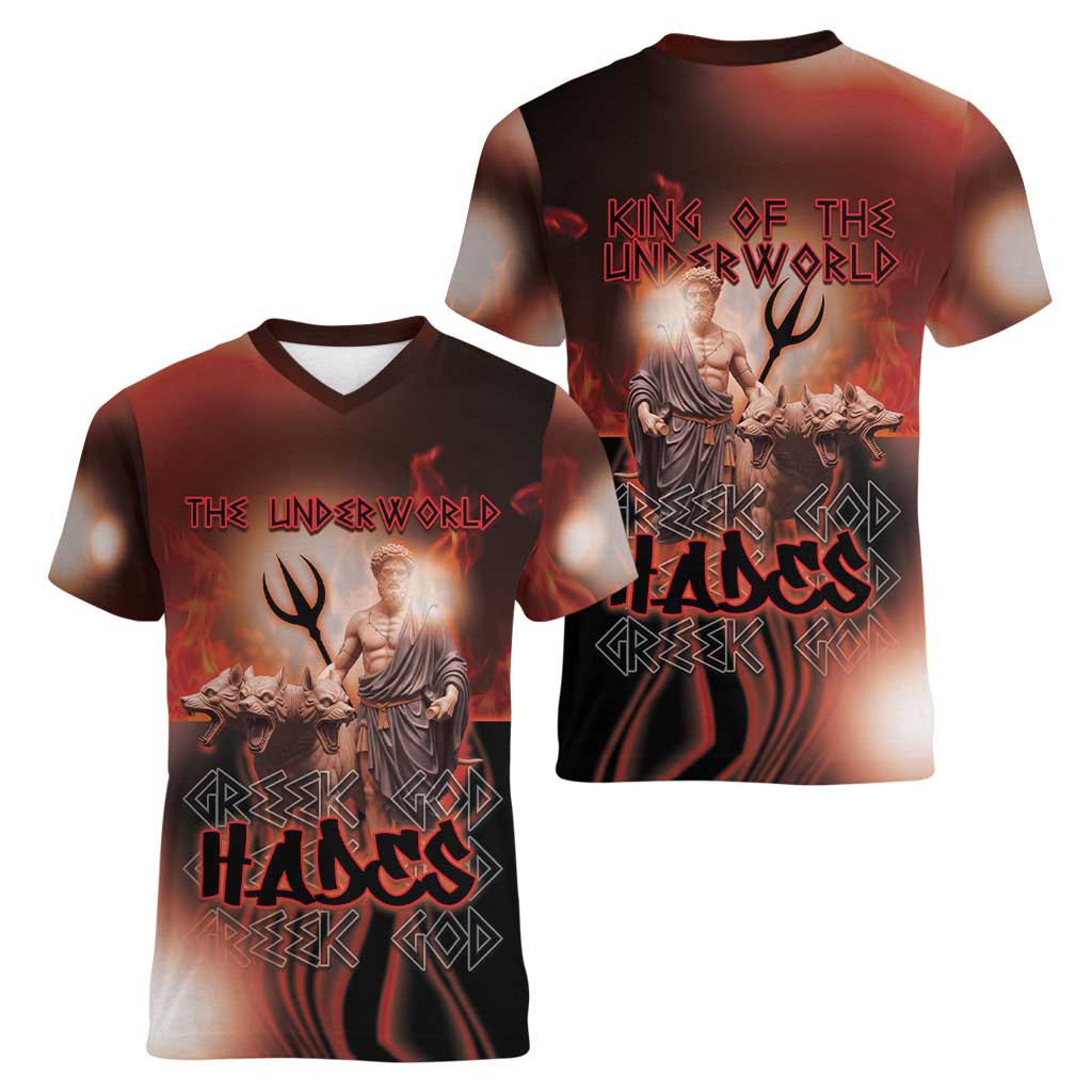 Ancient Greek Hades Women V-Neck T-Shirt King Of The Underworld - Wonder Print Shop
