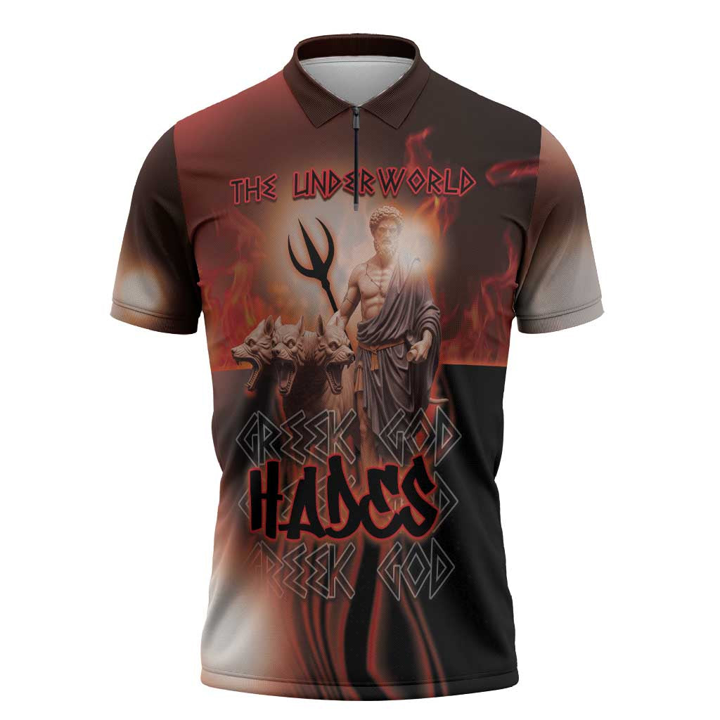 Ancient Greek Hades Zipper Polo Shirt King Of The Underworld - Wonder Print Shop