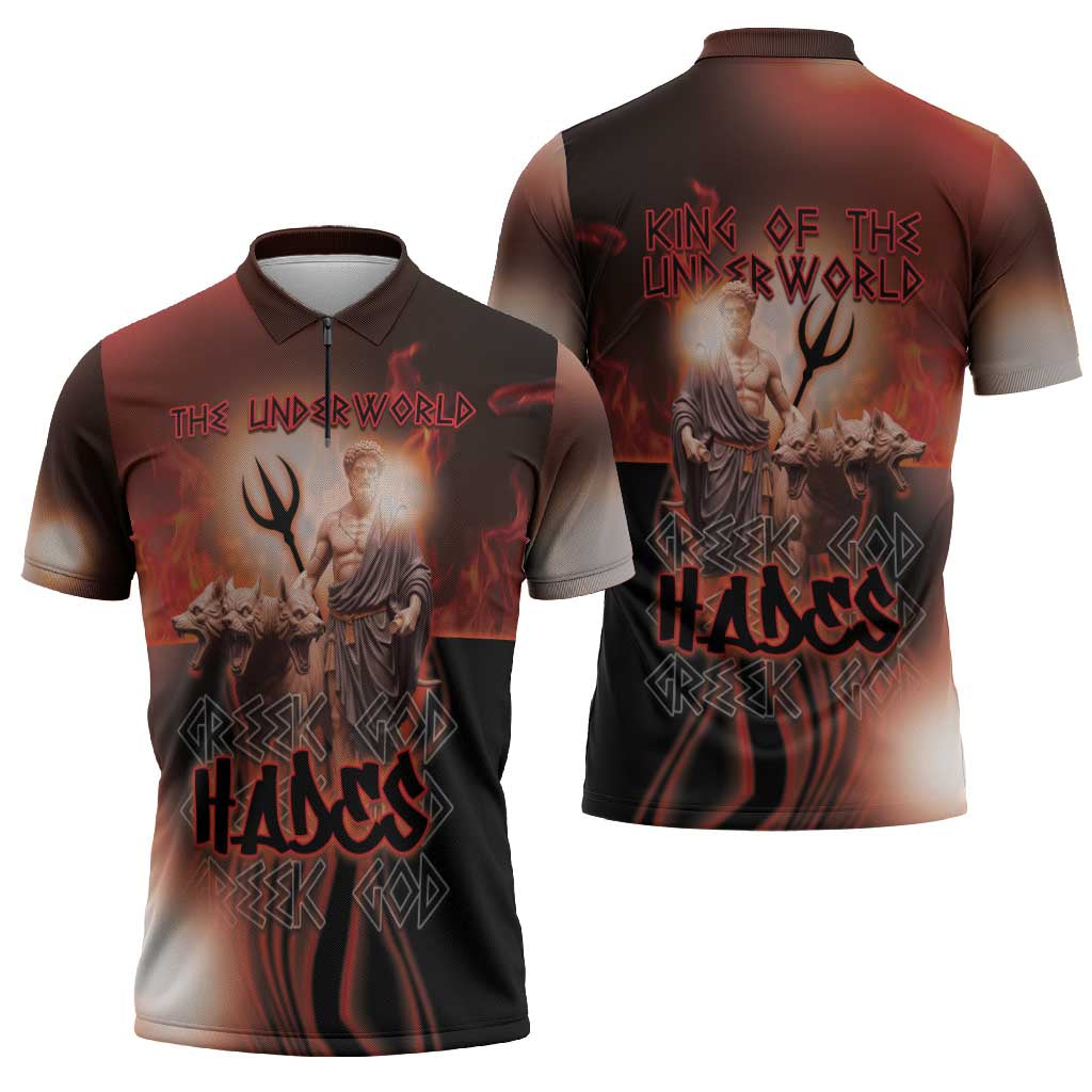 Ancient Greek Hades Zipper Polo Shirt King Of The Underworld - Wonder Print Shop