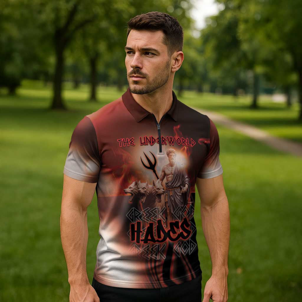 Ancient Greek Hades Zipper Polo Shirt King Of The Underworld - Wonder Print Shop